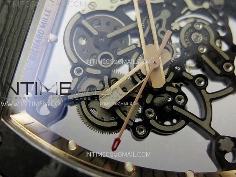 RM055 Real NTPT RG Inner RMF Best Edition Skeleton Dial on Black Rubber Strap RMUL2 Super Clone