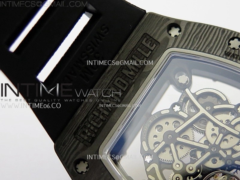 RM055 Real NTPT RG Inner RMF Best Edition Skeleton Dial on Black Rubber Strap RMUL2 Super Clone