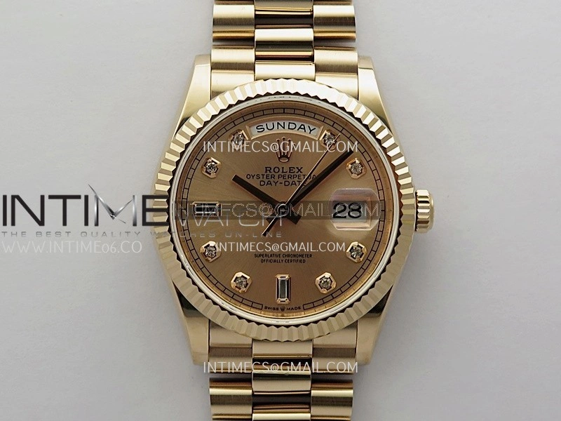 Day Date 128238 36mm RG KF 1:1 Best Edition Rose Gold Dial Diamond Marker On President Bracelet A2836