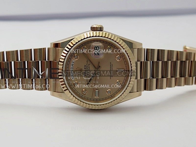Day Date 128238 36mm RG KF 1:1 Best Edition Rose Gold Dial Diamond Marker On President Bracelet A2836