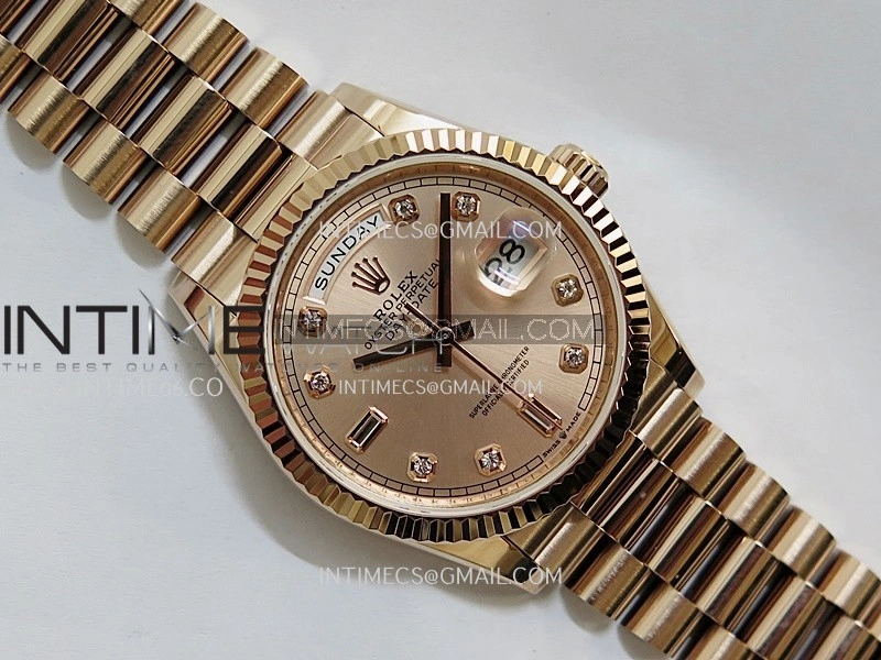 Day Date 128238 36mm RG KF 1:1 Best Edition Rose Gold Dial Diamond Marker On President Bracelet A2836