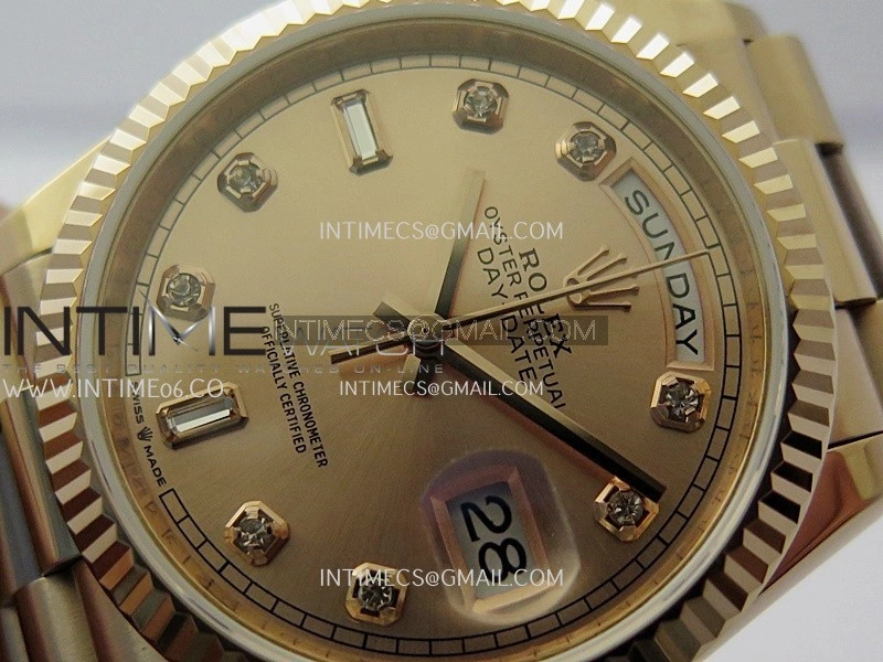 Day Date 128238 36mm RG KF 1:1 Best Edition Rose Gold Dial Diamond Marker On President Bracelet A2836