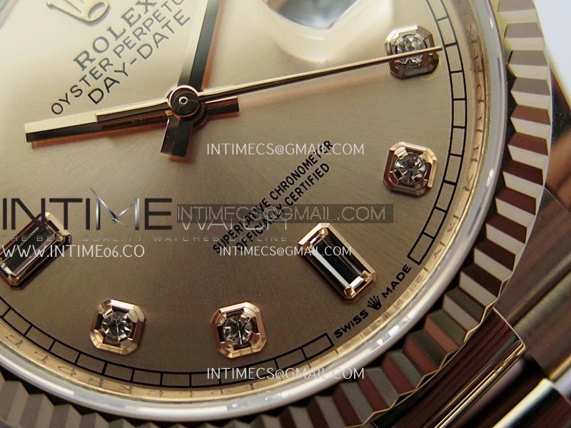 Day Date 128238 36mm RG KF 1:1 Best Edition Rose Gold Dial Diamond Marker On President Bracelet A2836