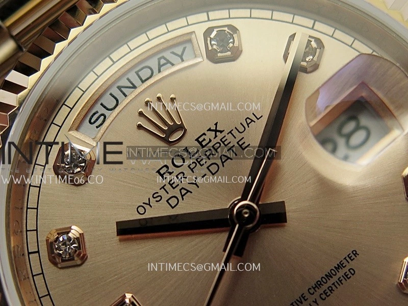 Day Date 128238 36mm RG KF 1:1 Best Edition Rose Gold Dial Diamond Marker On President Bracelet A2836