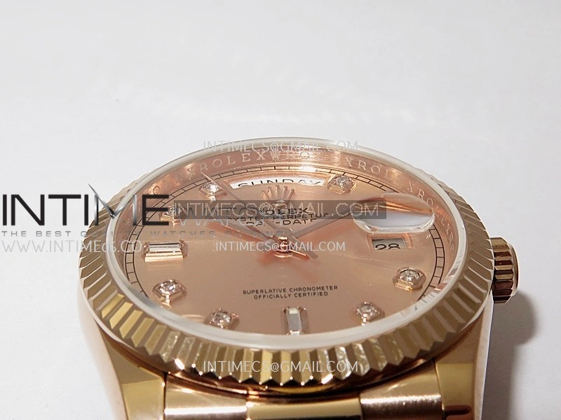 Day Date 128238 36mm RG KF 1:1 Best Edition Rose Gold Dial Diamond Marker On President Bracelet A2836