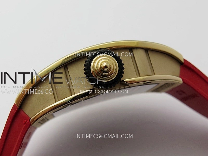 RM07 Paved Diamonds Bezel RG ZF Best Edition Diamonds Skeleton Dial On Red Rubber Strap Asian CRMA2 Clone