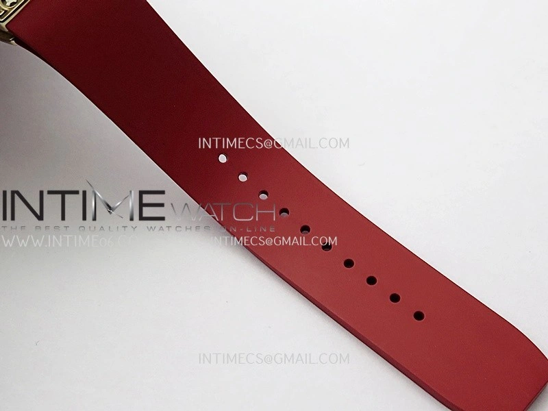 RM07 Paved Diamonds Bezel RG ZF Best Edition Diamonds Skeleton Dial On Red Rubber Strap Asian CRMA2 Clone