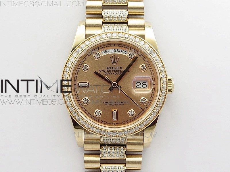 Day-Date 36 128235 RG Crystal BP Best Edition RG Crystal Marker Dial on RG President Bracelet A2836