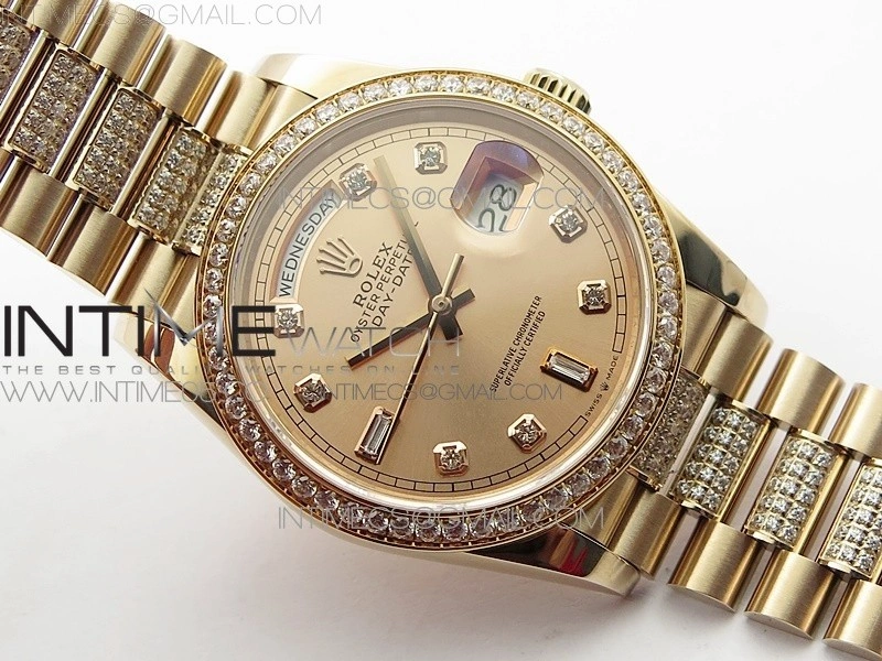 Day-Date 36 128235 RG Crystal BP Best Edition RG Crystal Marker Dial on RG President Bracelet A2836