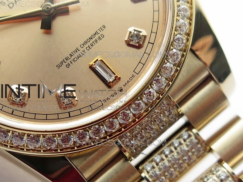Day-Date 36 128235 RG Crystal BP Best Edition RG Crystal Marker Dial on RG President Bracelet A2836