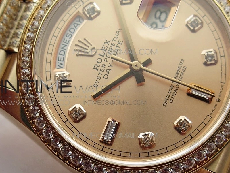 Day-Date 36 128235 RG Crystal BP Best Edition RG Crystal Marker Dial on RG President Bracelet A2836