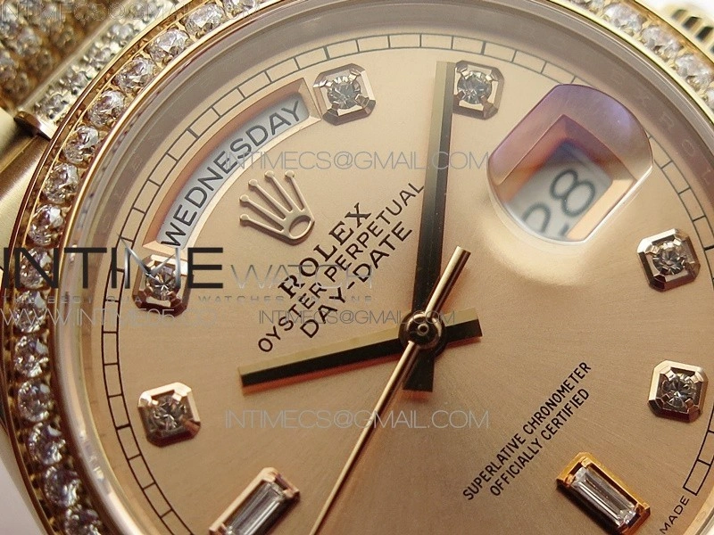 Day-Date 36 128235 RG Crystal BP Best Edition RG Crystal Marker Dial on RG President Bracelet A2836