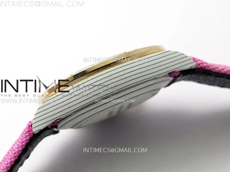 Daytona Rainbow Bezel White Carbon Case GETF Best Black Dial on Pink Nylon Strap SA4130