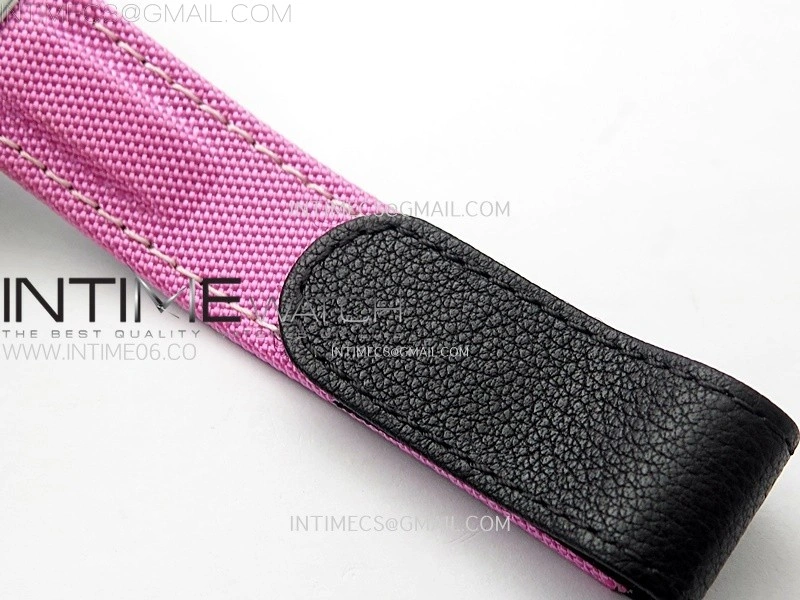 Daytona Rainbow Bezel White Carbon Case GETF Best Black Dial on Pink Nylon Strap SA4130
