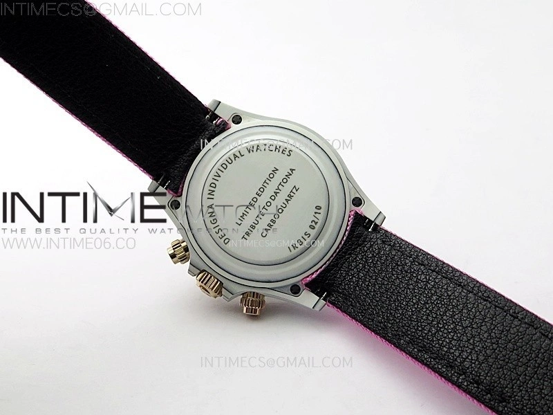 Daytona Rainbow Bezel White Carbon Case GETF Best Black Dial on Pink Nylon Strap SA4130