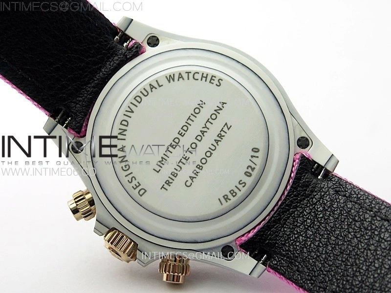 Daytona Rainbow Bezel White Carbon Case GETF Best Black Dial on Pink Nylon Strap SA4130