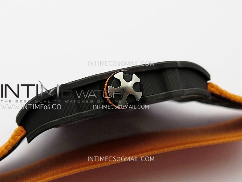 RM67-02 Orange Inner Bezel Real Black NTPT 1:1 Best Edition Skeleton Dial On Orange Nylon strap CRMA7 Clone