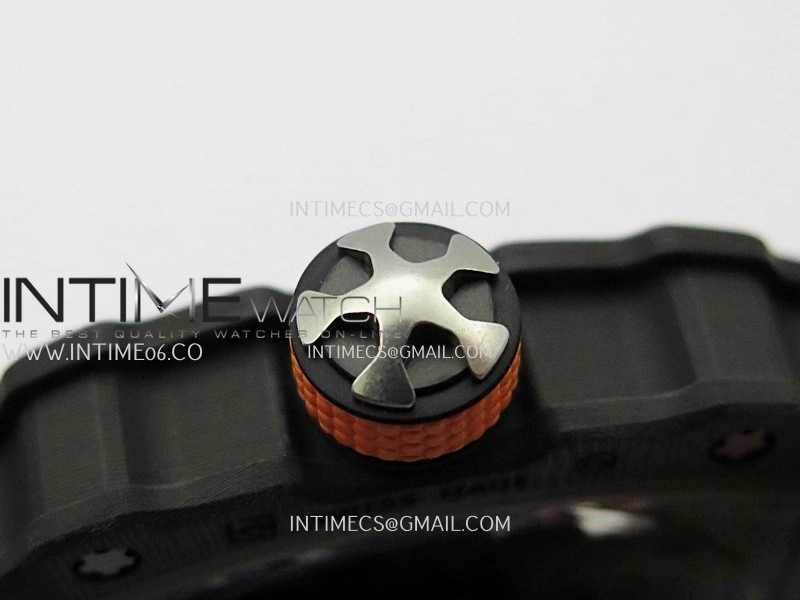 RM67-02 Orange Inner Bezel Real Black NTPT 1:1 Best Edition Skeleton Dial On Orange Nylon strap CRMA7 Clone