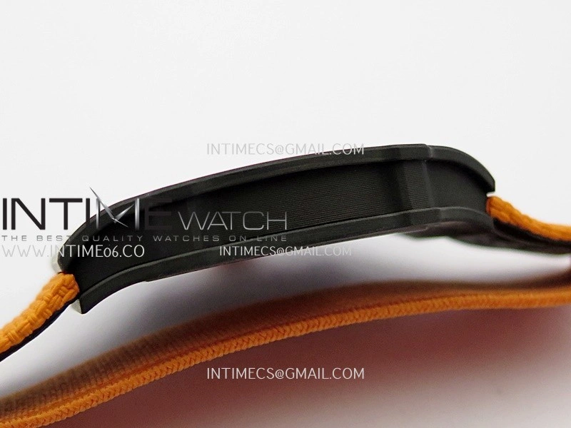 RM67-02 Orange Inner Bezel Real Black NTPT 1:1 Best Edition Skeleton Dial On Orange Nylon strap CRMA7 Clone