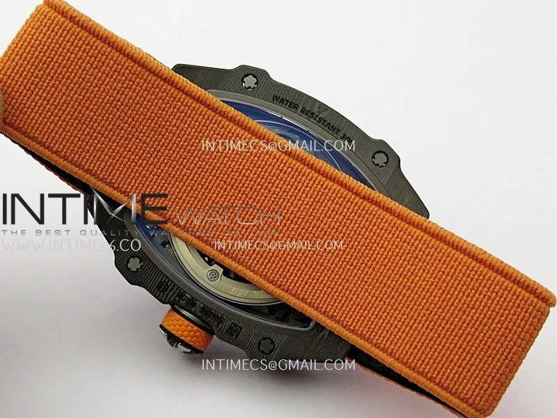 RM67-02 Orange Inner Bezel Real Black NTPT 1:1 Best Edition Skeleton Dial On Orange Nylon strap CRMA7 Clone
