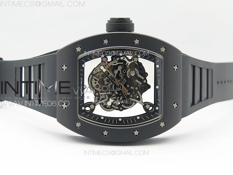 RM055 Real Ceramic Case KUF Best Edition Black Crown on Black Rubber Strap MIYOTA8215