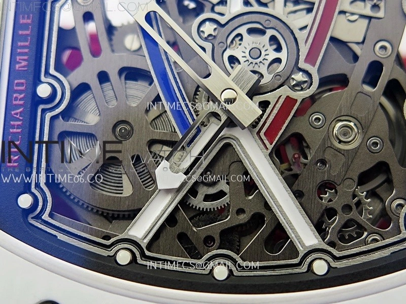 RM67-02 Black Inner Bezel Real White Ceramic 1:1 Best Edition Skeleton Dial On Red Nylon strap CRMA7 Clone