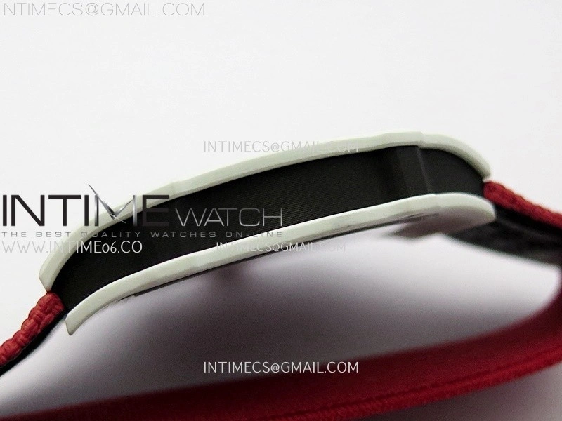 RM67-02 Black Inner Bezel Real White Ceramic 1:1 Best Edition Skeleton Dial On Red Nylon strap CRMA7 Clone