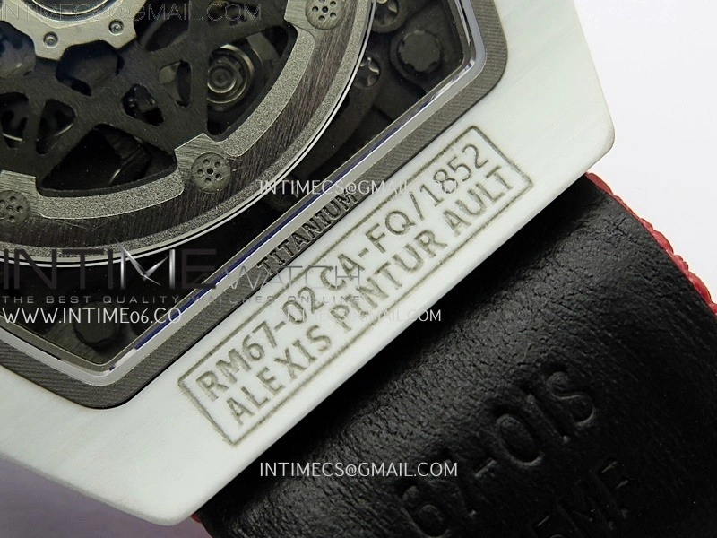 RM67-02 Black Inner Bezel Real White Ceramic 1:1 Best Edition Skeleton Dial On Red Nylon strap CRMA7 Clone
