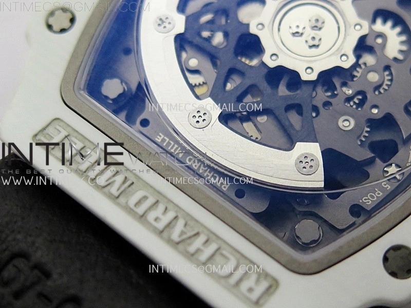 RM67-02 Black Inner Bezel Real White Ceramic 1:1 Best Edition Skeleton Dial On Red Nylon strap CRMA7 Clone