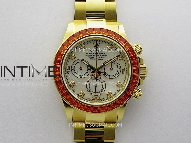 Daytona 116578 SACO "Orange Sapphire" SONIC 1:1 Best Edition White MOP Dial On RG Bracelet SA4130