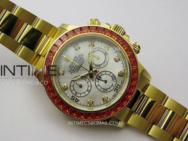 Daytona 116578 SACO "Orange Sapphire" SONIC 1:1 Best Edition White MOP Dial On RG Bracelet SA4130