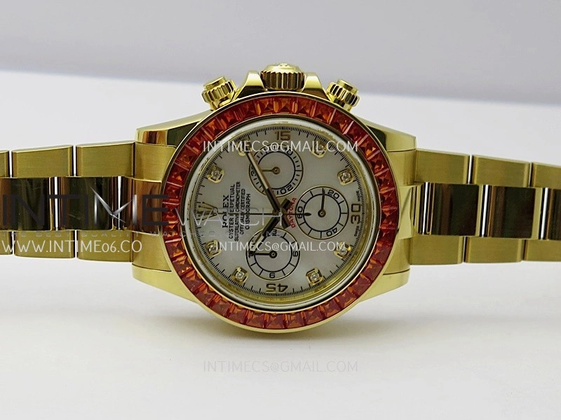 Daytona 116578 SACO "Orange Sapphire" SONIC 1:1 Best Edition White MOP Dial On RG Bracelet SA4130
