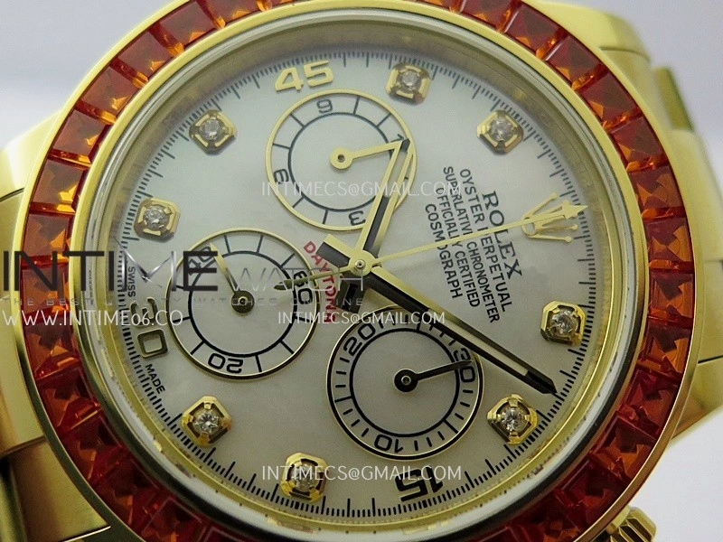 Daytona 116578 SACO "Orange Sapphire" SONIC 1:1 Best Edition White MOP Dial On RG Bracelet SA4130