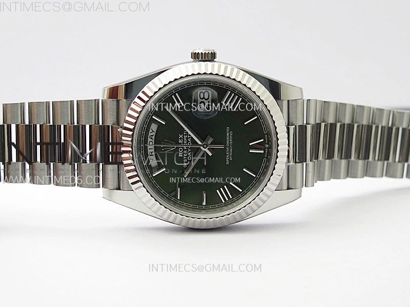 Day Date 228236 40mm 904L SS 1:1 AR+F Best Edition Green Dial Roman Markers on SS President Bracelet SA3255