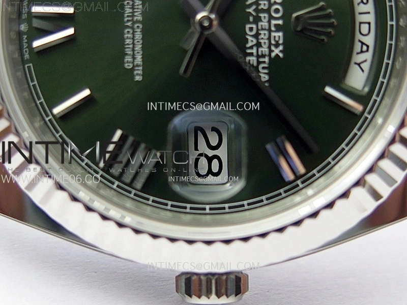 Day Date 228236 40mm 904L SS 1:1 AR+F Best Edition Green Dial Roman Markers on SS President Bracelet SA3255