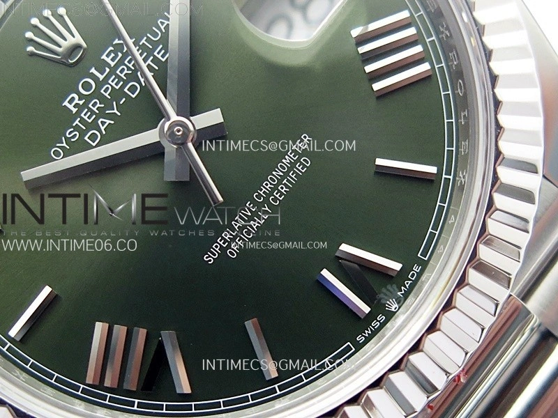 Day Date 228236 40mm 904L SS 1:1 AR+F Best Edition Green Dial Roman Markers on SS President Bracelet SA3255
