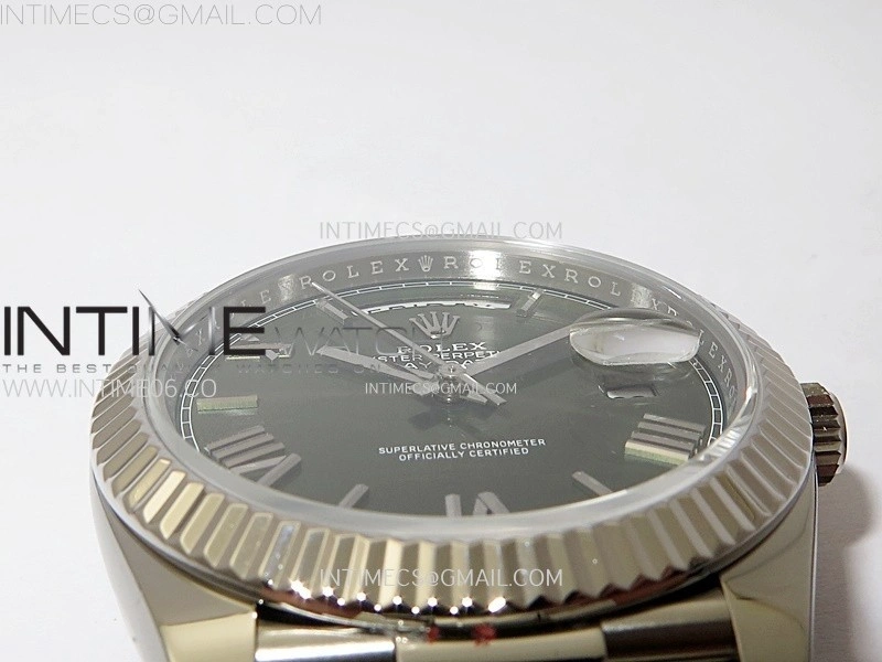 Day Date 228236 40mm 904L SS 1:1 AR+F Best Edition Green Dial Roman Markers on SS President Bracelet SA3255