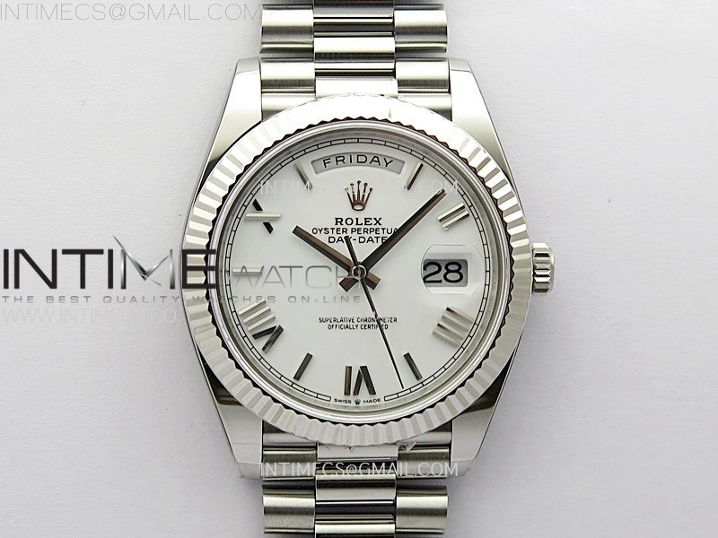 Day Date 228236 40mm 904L SS 1:1 AR+F Best Edition White Dial Roman Markers on SS President Bracelet SA3255