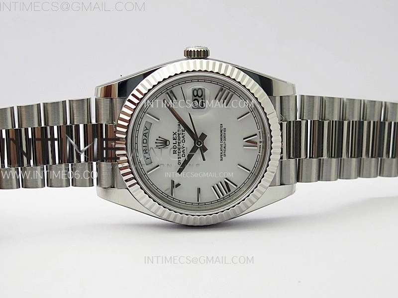 Day Date 228236 40mm 904L SS 1:1 AR+F Best Edition White Dial Roman Markers on SS President Bracelet SA3255