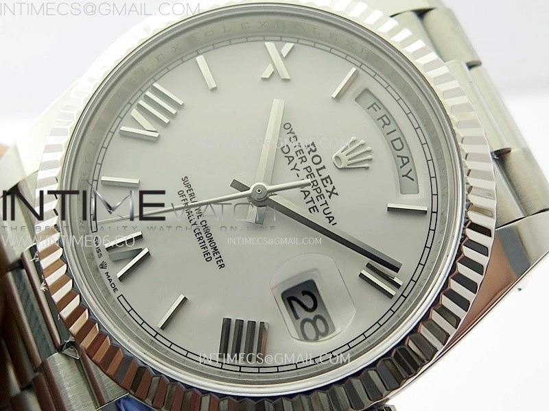 Day Date 228236 40mm 904L SS 1:1 AR+F Best Edition White Dial Roman Markers on SS President Bracelet SA3255