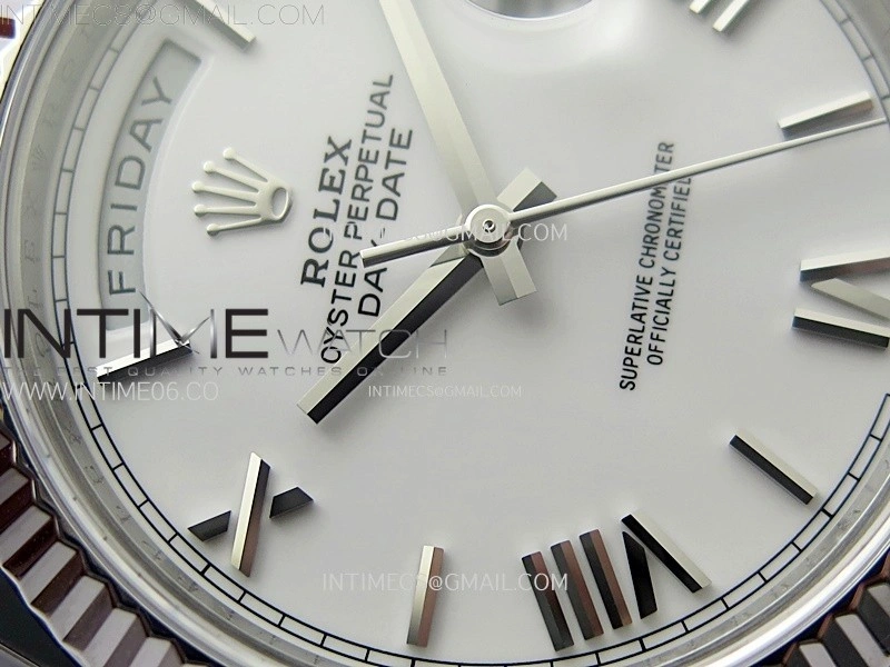 Day Date 228236 40mm 904L SS 1:1 AR+F Best Edition White Dial Roman Markers on SS President Bracelet SA3255