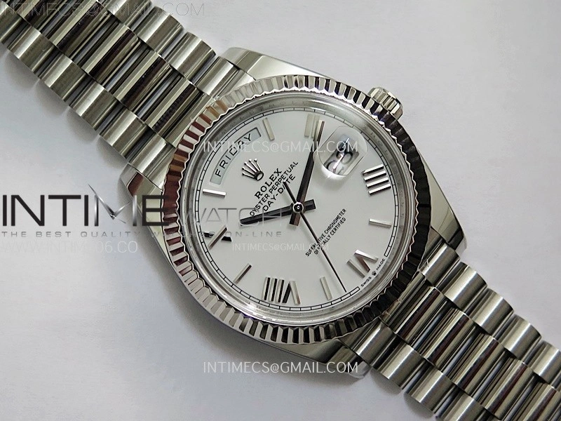 Day Date 228236 40mm 904L SS 1:1 AR+F Best Edition White Dial Roman Markers on SS President Bracelet SA3255
