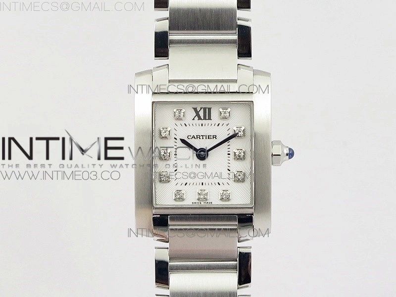 Tank Francaise Ladies 25mm SS 8848F 1:1 Best Edition White Dial Diamond Markers on SS Bracelet Ronda Quartz