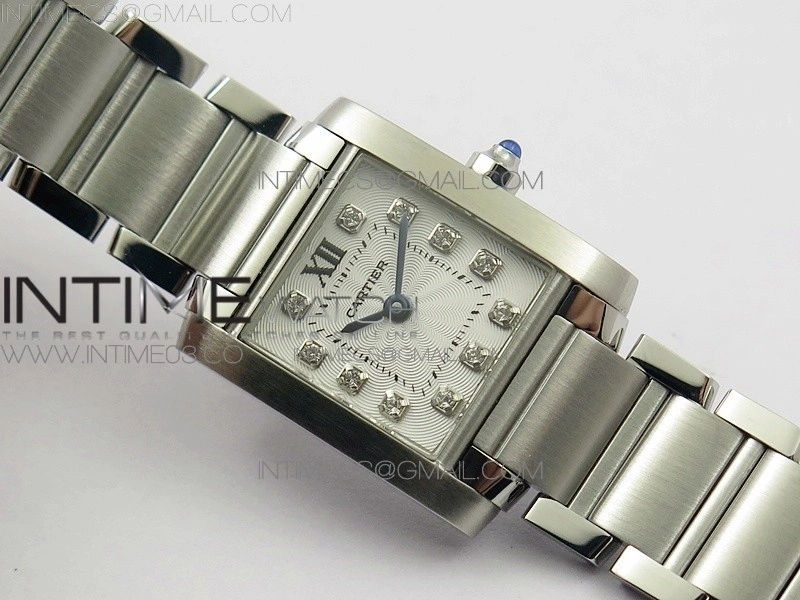 Tank Francaise Ladies 25mm SS 8848F 1:1 Best Edition White Dial Diamond Markers on SS Bracelet Ronda Quartz