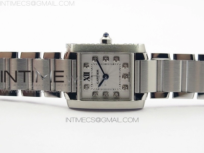 Tank Francaise Ladies 25mm SS 8848F 1:1 Best Edition White Dial Diamond Markers on SS Bracelet Ronda Quartz
