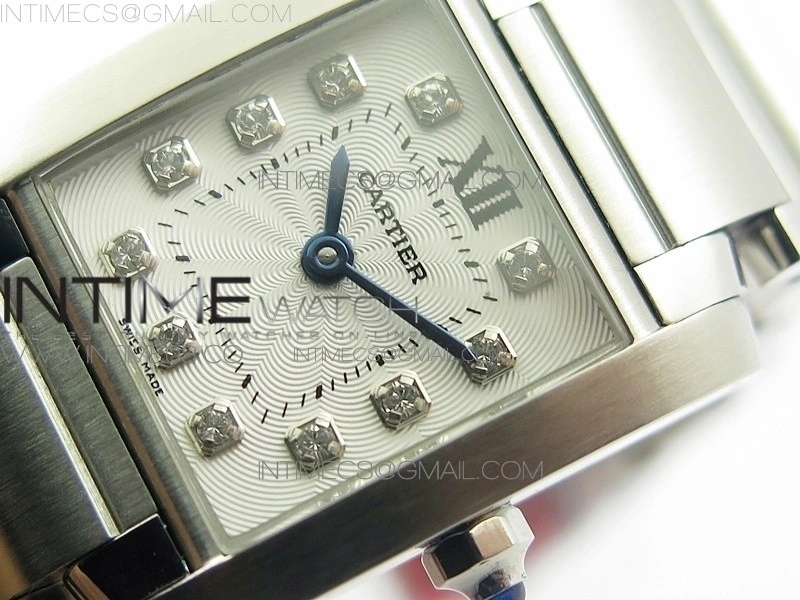 Tank Francaise Ladies 25mm SS 8848F 1:1 Best Edition White Dial Diamond Markers on SS Bracelet Ronda Quartz