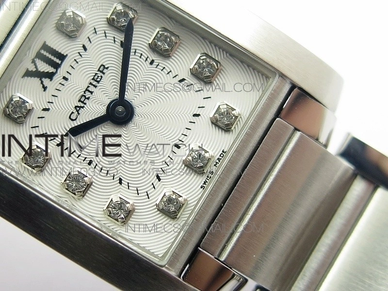 Tank Francaise Ladies 25mm SS 8848F 1:1 Best Edition White Dial Diamond Markers on SS Bracelet Ronda Quartz