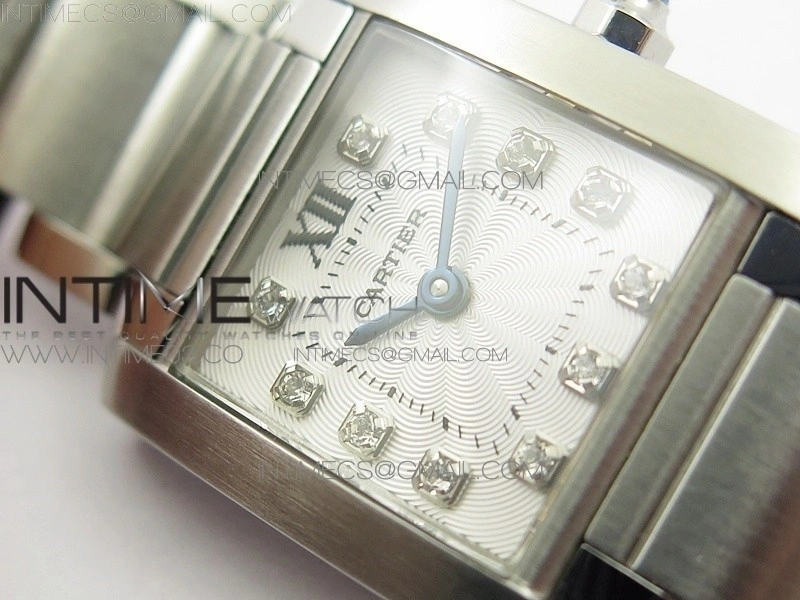 Tank Francaise Ladies 25mm SS 8848F 1:1 Best Edition White Dial Diamond Markers on SS Bracelet Ronda Quartz
