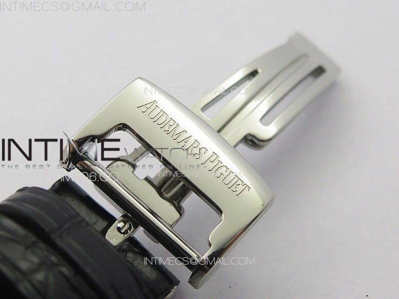 Lady Royal Oak 33mm 67620ST SS APSF 1:1 Best Edition Black Textured Dial on Black Leather Strap RONDA Quartz