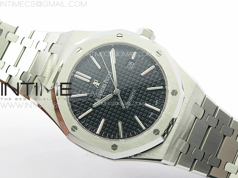 Royal Oak 41mm 15400 SS APSF 1:1 Best Edition Black Textured Dial on SS Bracelet A3120 Super Clone V3